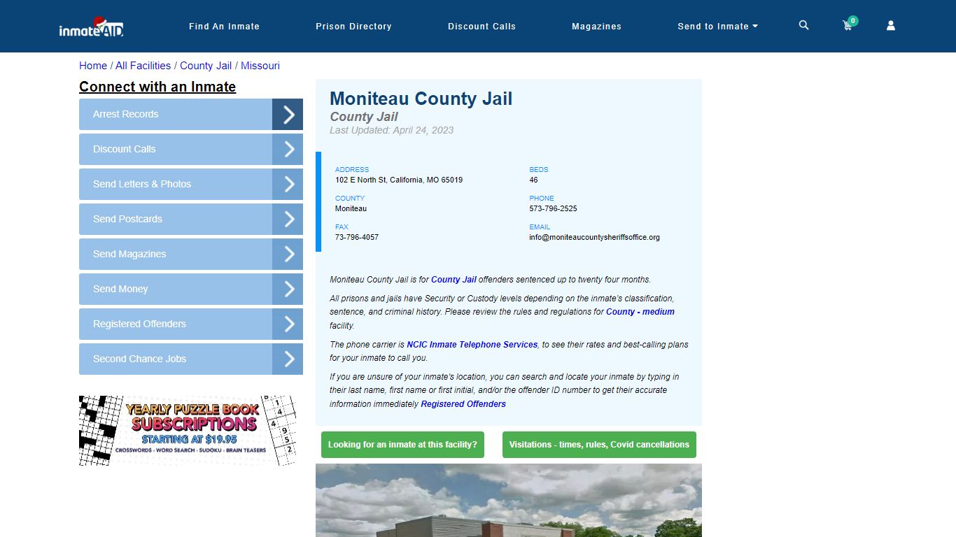 Moniteau County Jail - Inmate Locator - California, MO