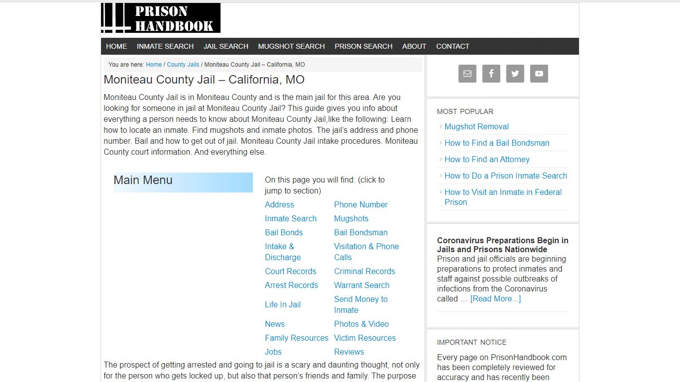 Moniteau County Jail – California, MO - Prison Handbook